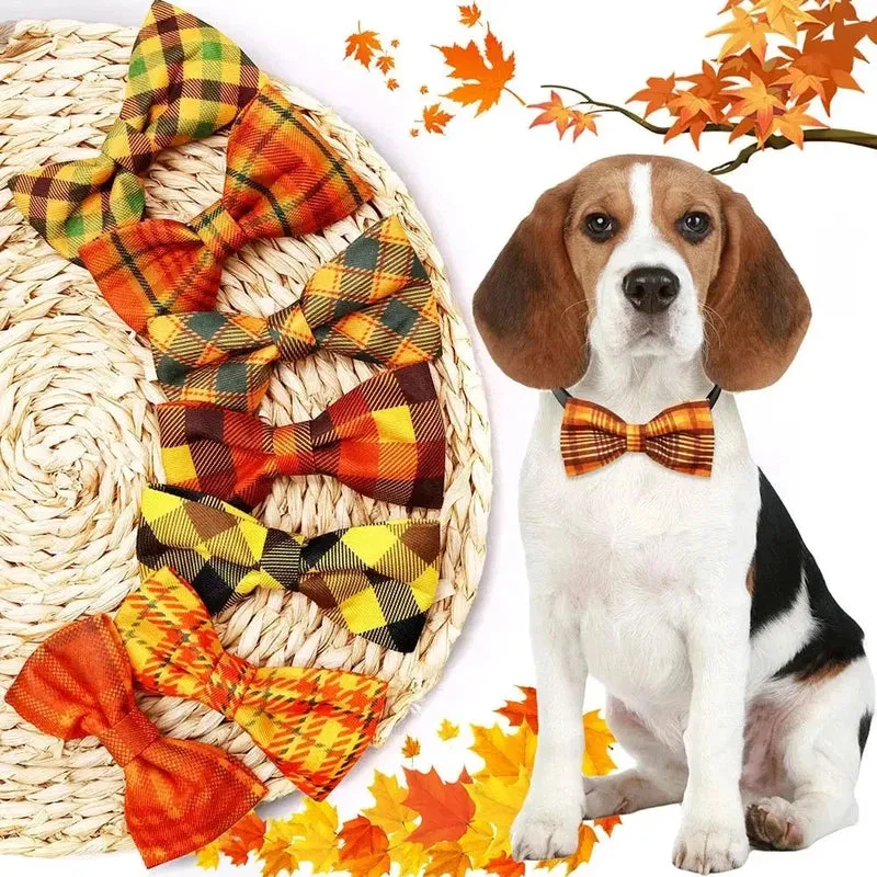 Thanksgiving Dog Bow Tie Set - 50pcs set