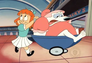 Tiny Toon Adventures Original Production Cel: Elmyra Duff and Arnold the Pitbull