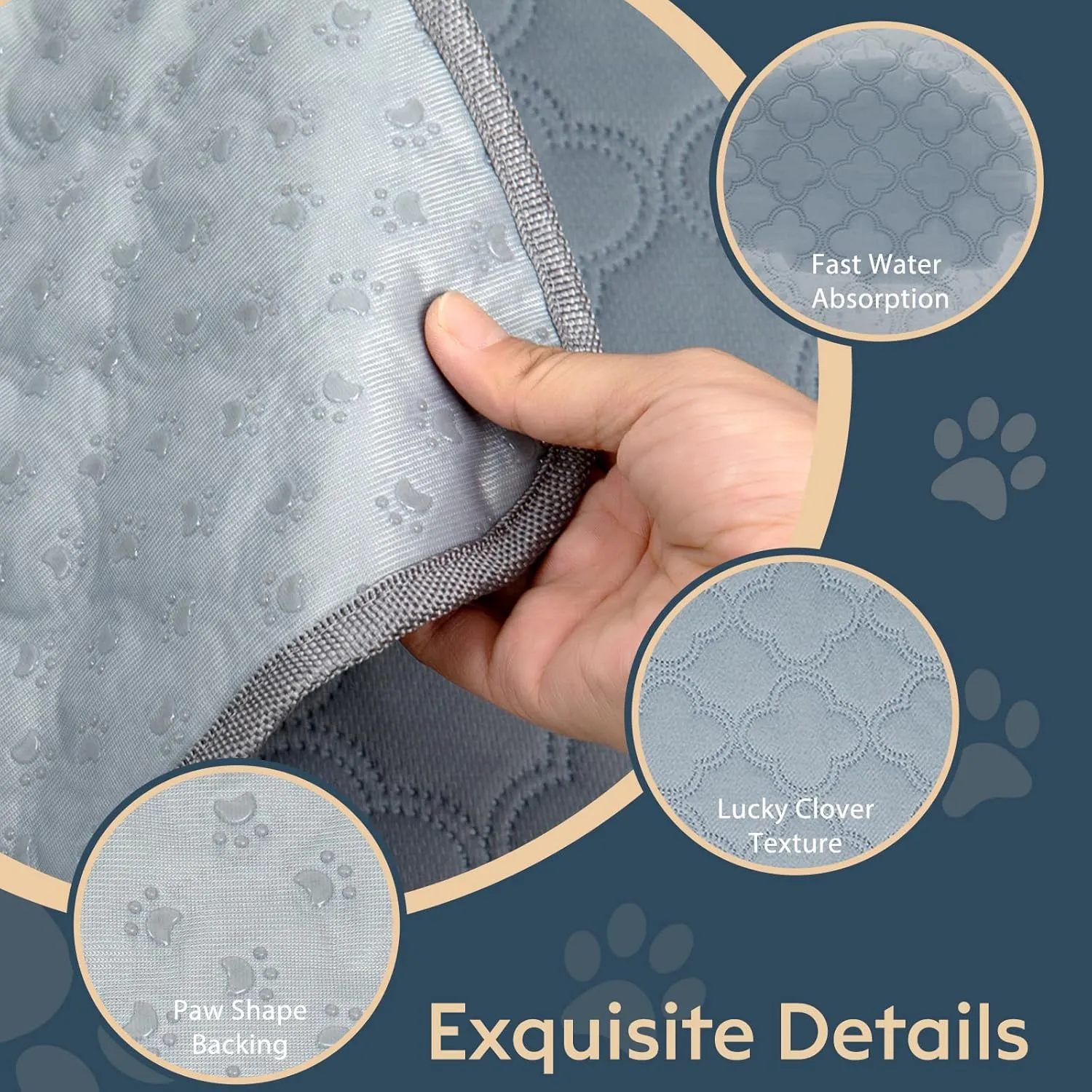 Washable Guinea Pig Cage Liner - 4 Pack Reusable Washable Pee PadsWaterproof Guinea Pig Bedding for Small Animal - Rabbit Bunny Hamster Puppy (Light Grey, 12" X 12" - 4 Pack)