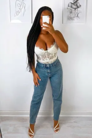 White Lace Flower Bodysuit